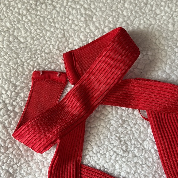 NEW Fashion Nova Red Bandage Mini Skirt Set - Picture 5 of 9